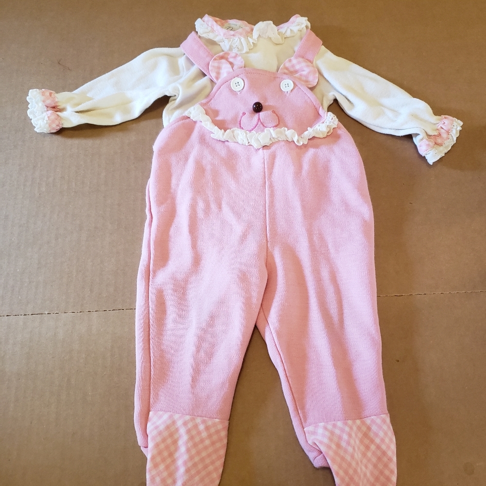 Baby bunny overalls with coordinating white shirt